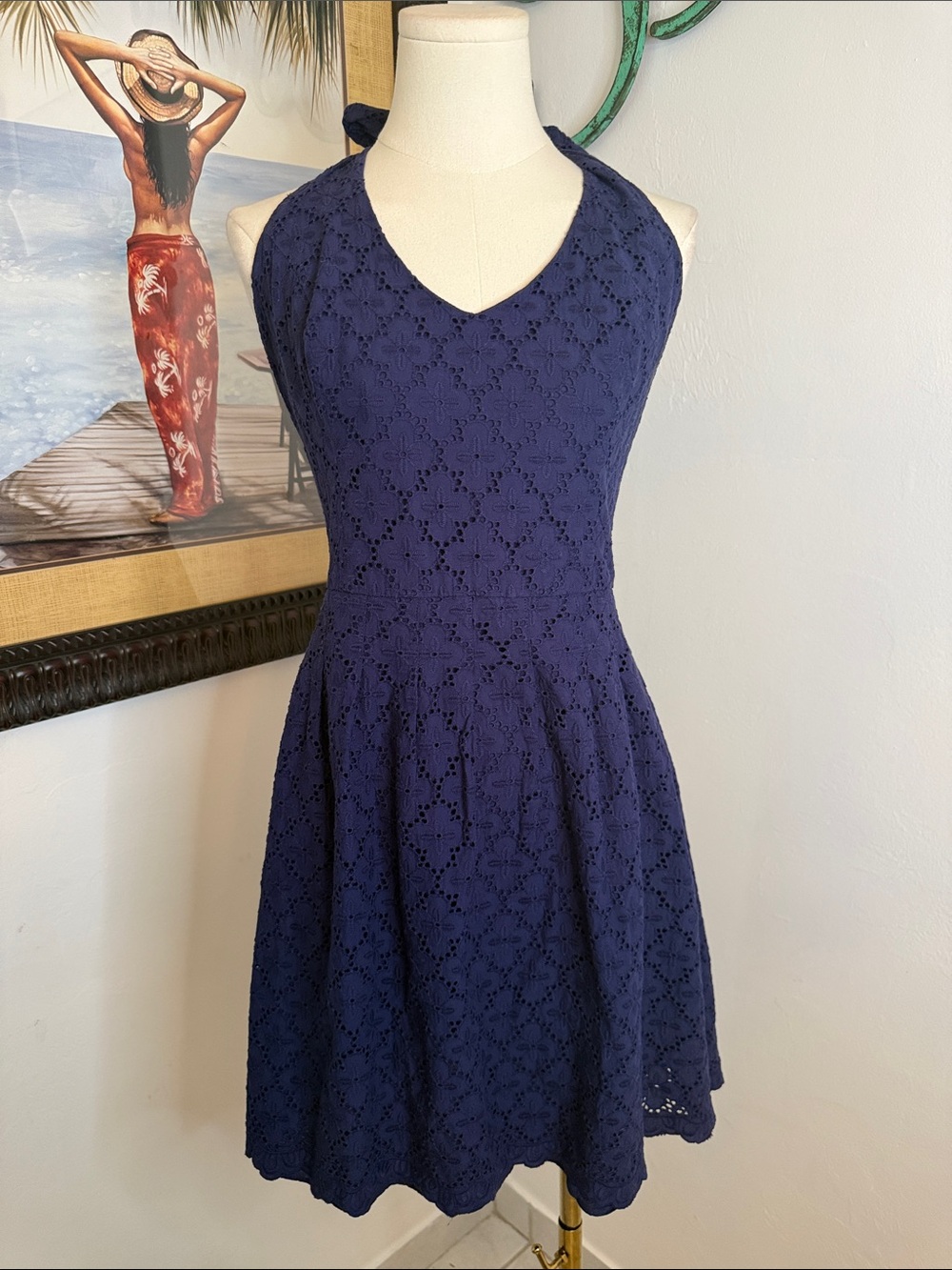 Lilly Pulitzer Navy Eyelet Halter Skater Dress